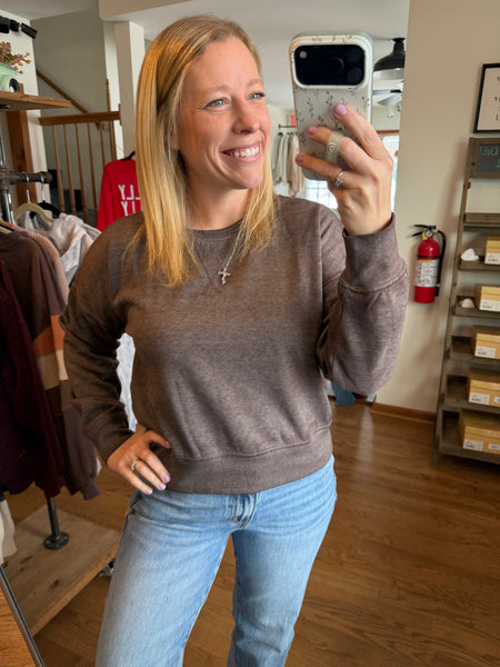 Espresso Burned Out Crewneck Sweatshirt