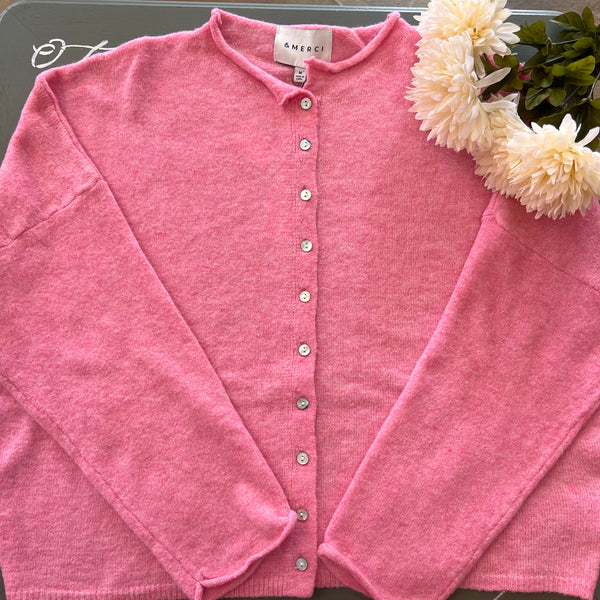 Strawberry Cream Oversized Button Down Cardigan