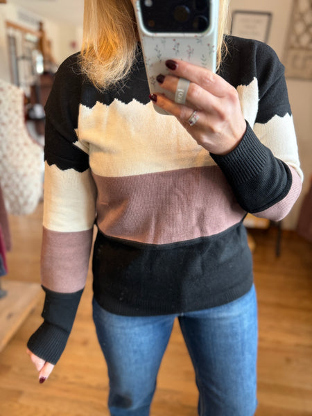 Black & Cream Color-Block Sweater