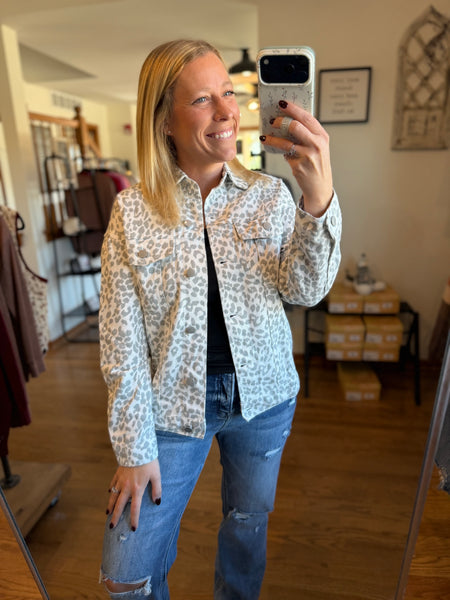 Leopard Printed Denim Jacket