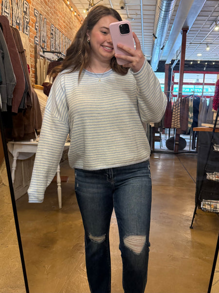 Sky Blue Striped Sweater