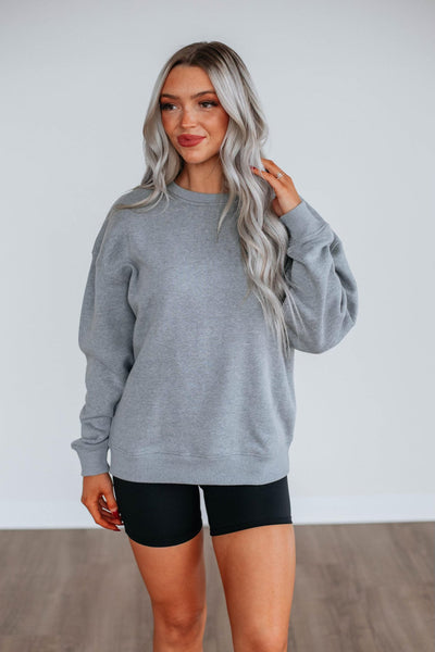 Heather Grey Oversized Fleece Sweatshirt