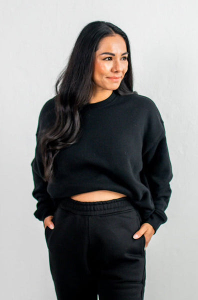 Black Oversized Fleece Sweatshirt