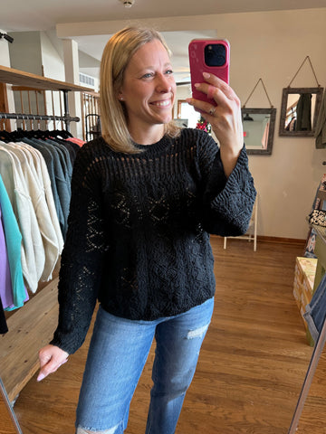 Black Knit Boho Sweater