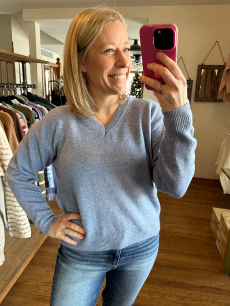 Baby Blue V-Neck Pullover Sweater