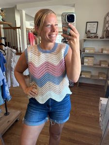 Mutli Color Waive Sweater Tank