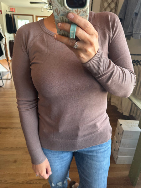 Chocolate Lightweight Long Sleeve Sweater