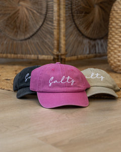 Salty Embroidered Baseball Cap in Pink