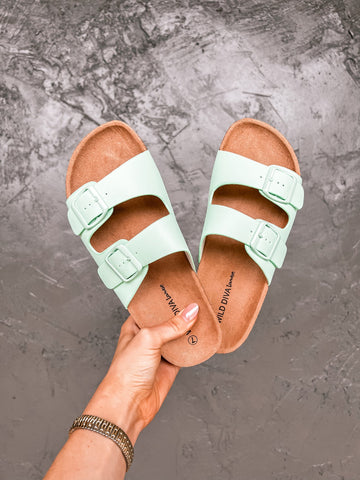 Audrina Buckle Sandals in Mint