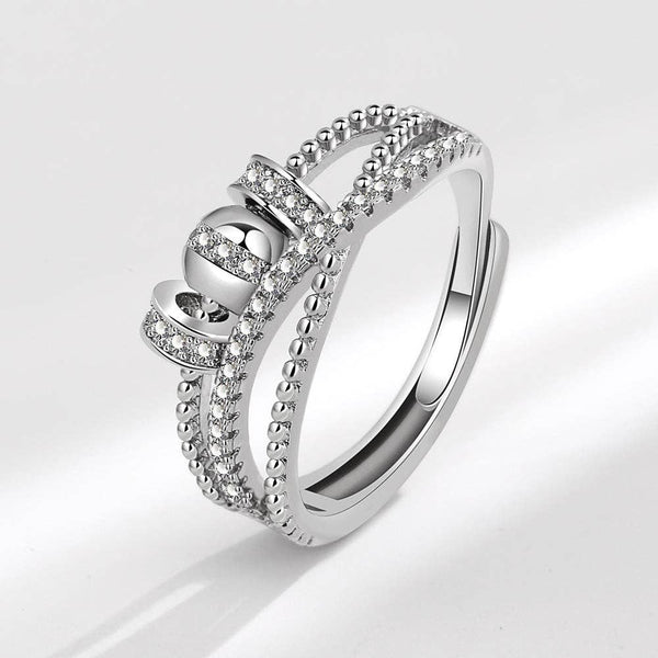Three Row Bead Anxiety Fidget Spinner Ring