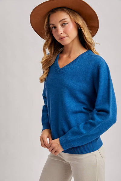 Teal V-Neck Knit Sweater