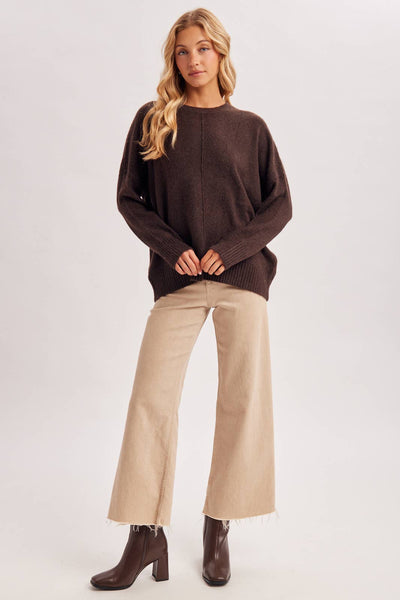 Chocolate Center Seam Oversized Knit Sweater