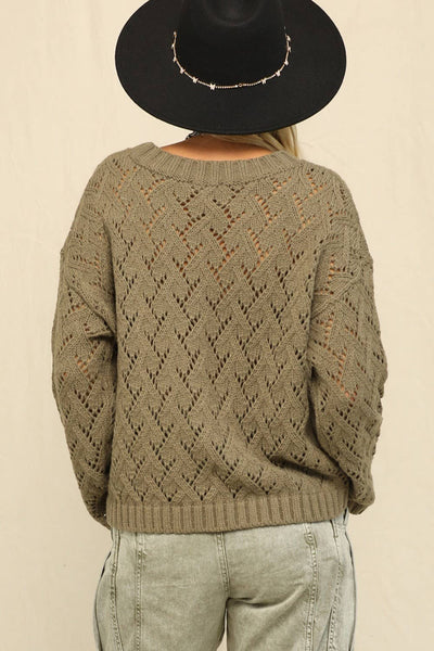 Olive Diamond Cut Sweater
