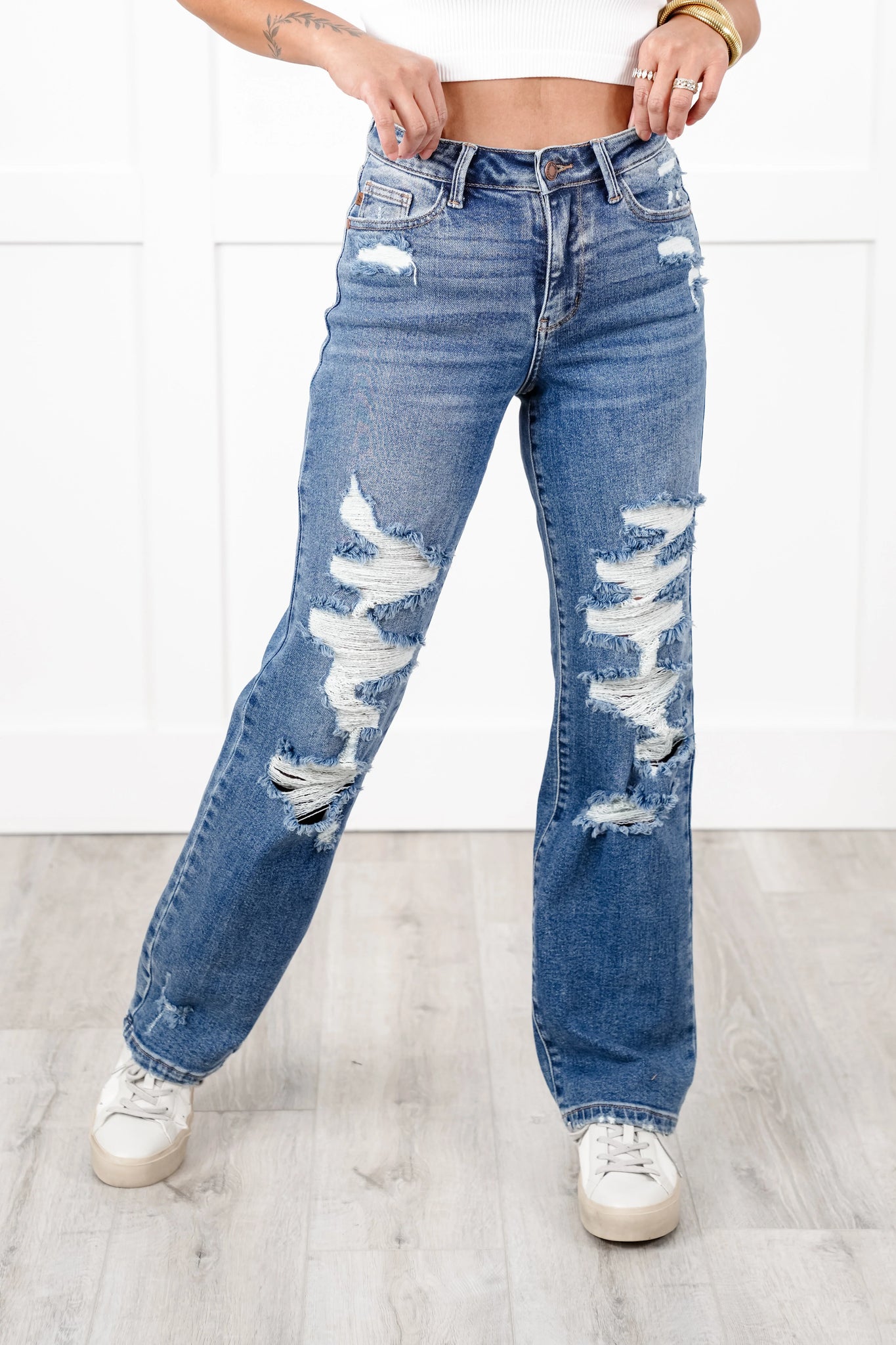 Judy Blue Heavy Destroyed Straight Jeans