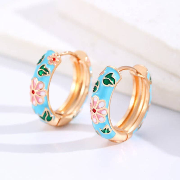 Vintage Floral Hoop Earrings - More Colors!