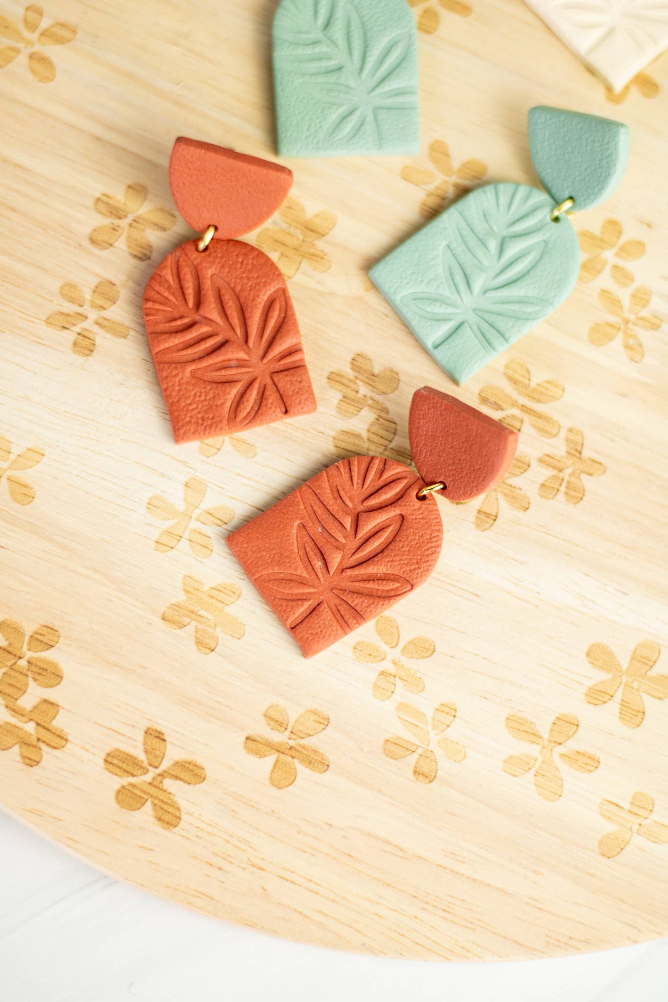 Arched Embossed Clay Earrings - More Options!