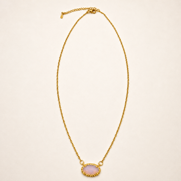 Oval Gemstone Charm Pendant Necklace - More Colors!