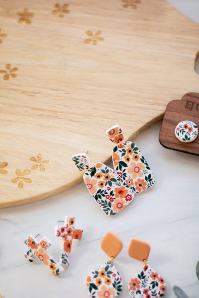 Apricot Floral Collection Clay Earrings - More Options!