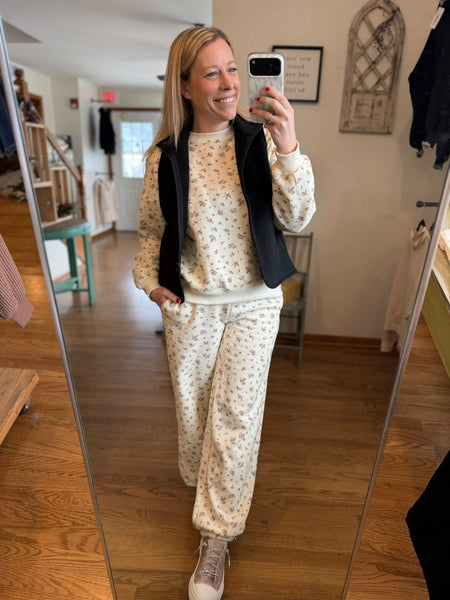 Cream Floral Joggers