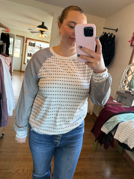 Black Stripe Raglan Long Sleeve Tee