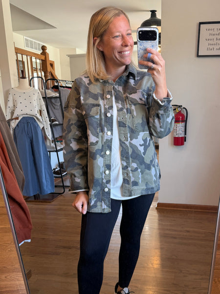Mica Denim Camo Shacket