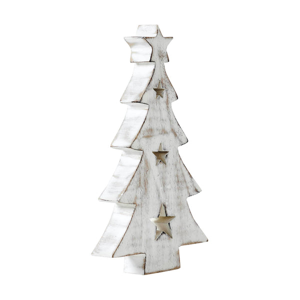 Large White Wooden Christmas Tree