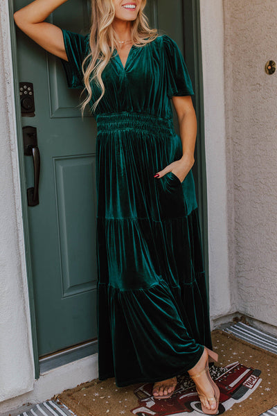 Emerald Velvet Maxi Dress