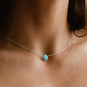 Aquamarine Stone Teardrop Necklace