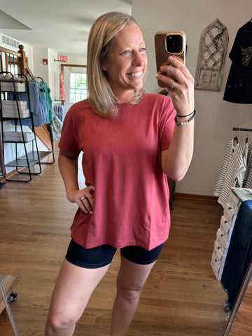 Shoreline Pima Cotton Slouchy Tee in Red Pear