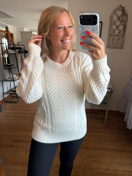Beige Cable Detail Knit Sweater