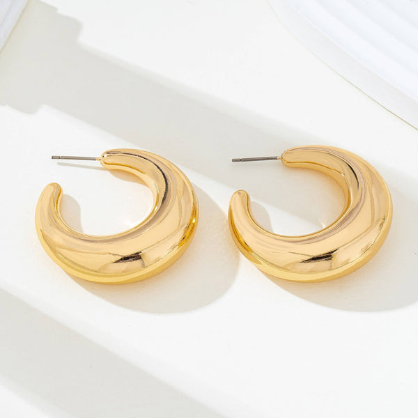 Tapered Gold-Tone Crescent Hoop Earrings