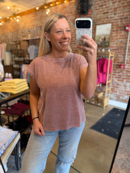 Mauve Mineral Wash Knit Tee