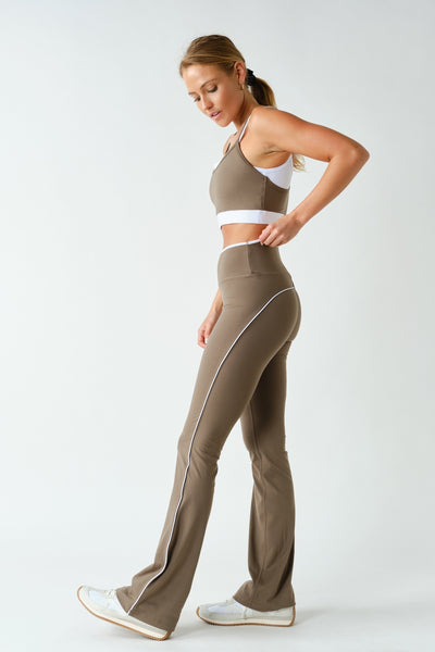 Truffle Contrast Double Strap Sports Bra