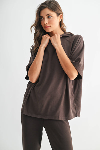 Espresso Pima Cotton SunFade Short Sleeve Hoodie