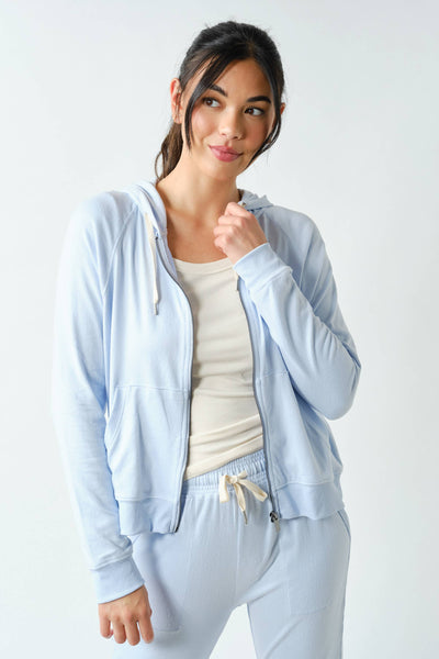 Halogen Blue Brushed Hacci Lounge Zip-Up Hoodie
