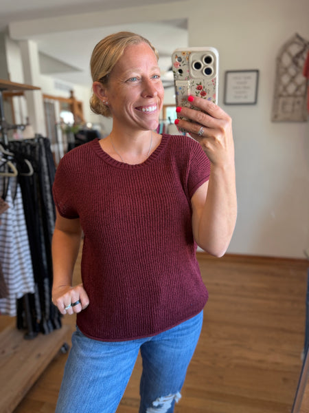 Burgundy Relaxed Sweater Knit Top