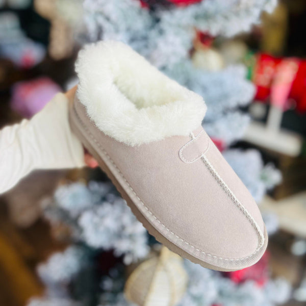 Suede & Fur Booties in Light Grey