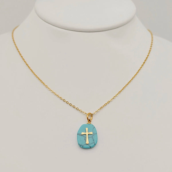 Stone Cross Pendant Necklace