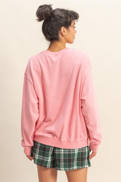 Taffy Pink Oversized Mineral Wash Sweatshirt