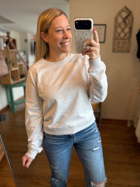 Heather Grey Crew Neck Pullover Sweatshirt