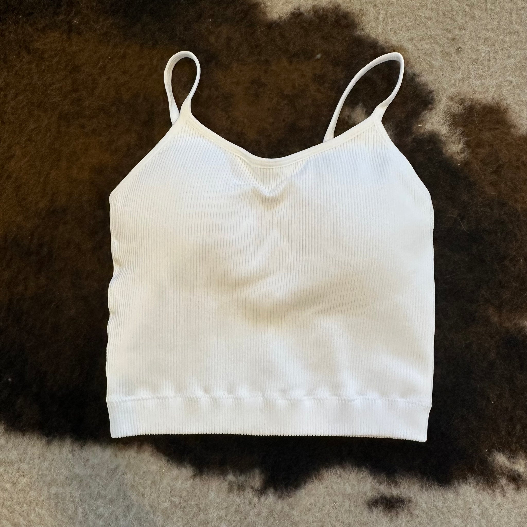 Seamless Ribbed Bralette in White