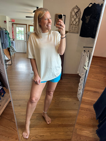 Brushed Hacci Oversized Boyfriend Tee in Natural