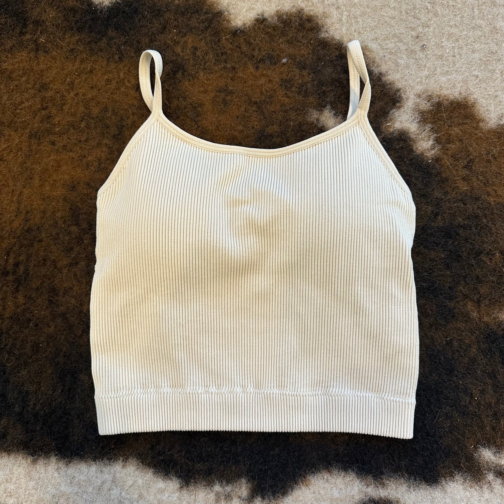 Seamless Ribbed Bralette in Sand