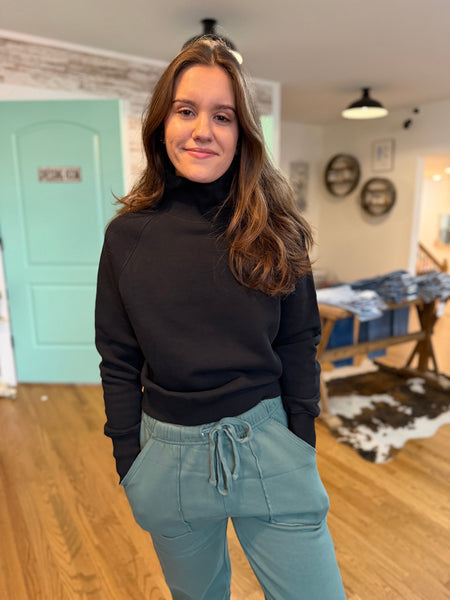 Black Malibu Raglan Turtleneck