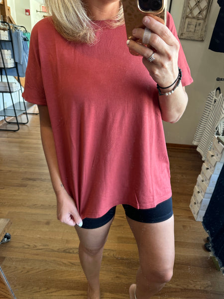 Shoreline Pima Cotton Slouchy Tee in Red Pear
