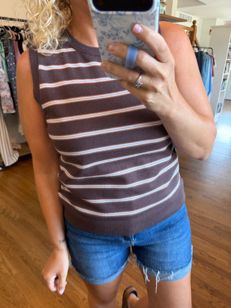 Chocolate Striped Sweater Tank