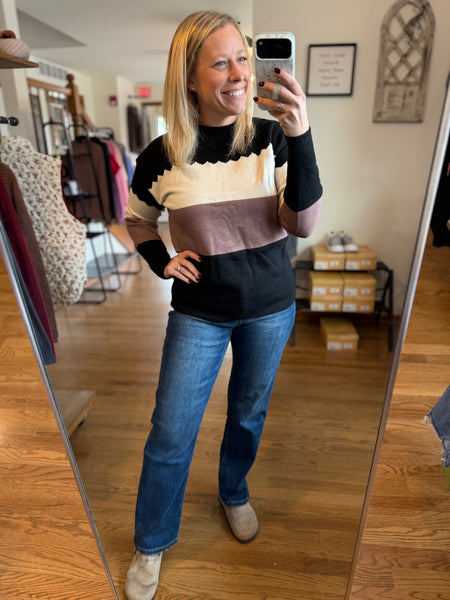 Black & Cream Color-Block Sweater