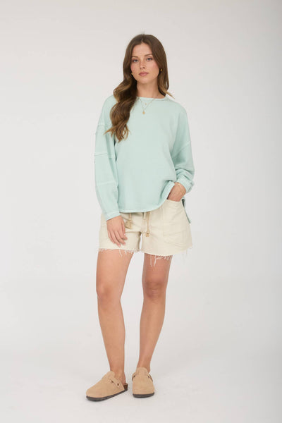 Exposed Seam Long Sleeve Knit Top