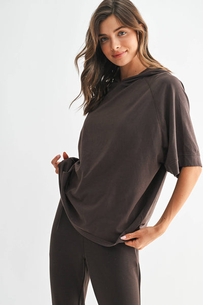 Espresso Pima Cotton SunFade Short Sleeve Hoodie