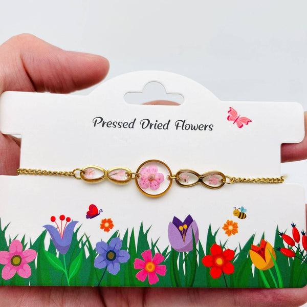 Dried Flowers Geometric Charm Bracelet